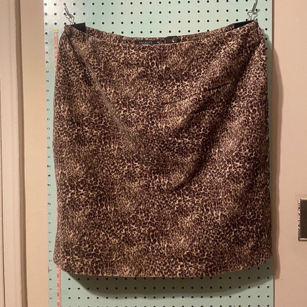 Talbots Velvet Leopard Print Mid-length Skirt